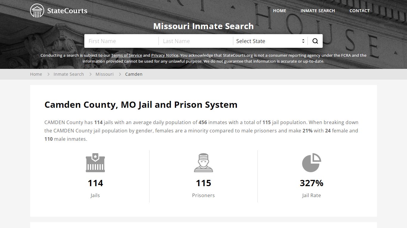 Camden County, MO Inmate Search - StateCourts